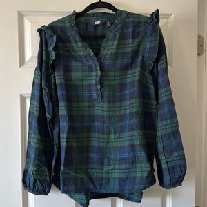 Lands End Flannel Dress Shirt Medium